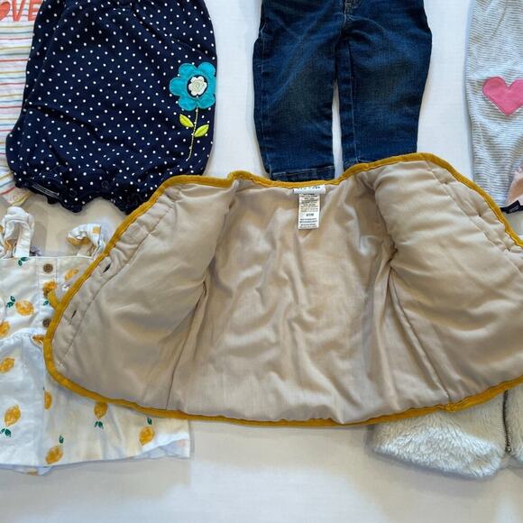 Baby Girl Bundle - 9 items, rompers, dresses, jeans, quilted jacket, 6-12mos. - Picture 9 of 9